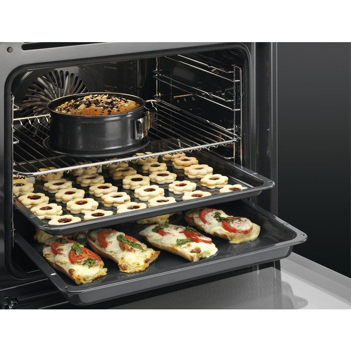 AEG 3000 Series BEX535A61B Air Fry Electric Single Built in Oven with Retractable Dials in Black