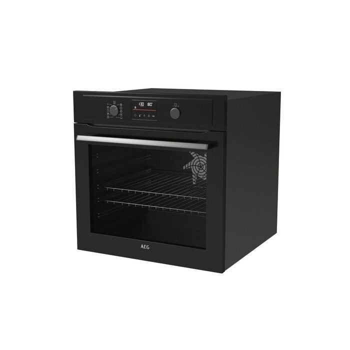 AEG 3000 Series BPX535A61B Air Fry Electric Single Built in Oven with Retractable Dials in Black