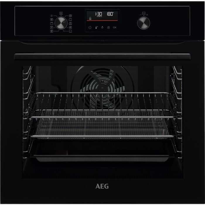 AEG 3000 Series BPX535A61B Air Fry Electric Single Built in Oven with Retractable Dials in Black