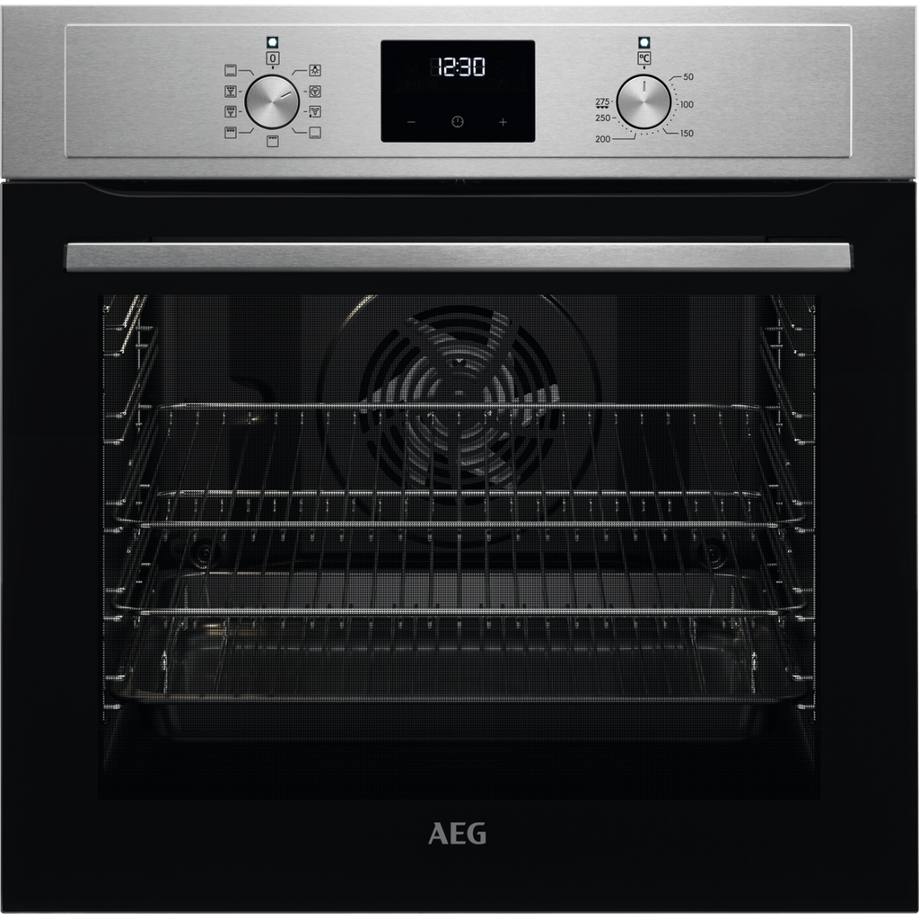 AEG 3000 Sreies BEX33501EM Surround Cook Electric Single Built in Oven with Retractable Dials in Stainless Steel
