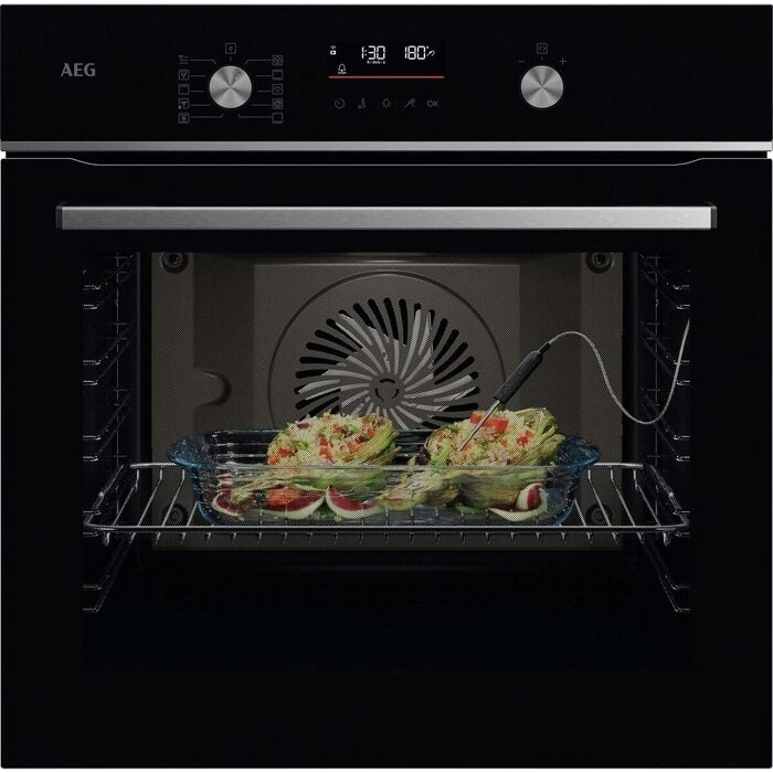 AEG 5000 Series GA5CB501AB Surround Cook with Steam Bake Electric Single Built in Oven with Retractable Dials Black