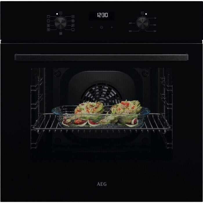 AEG 5000 Series OU5AB20CK Surround Cook Electric Built In Single Oven with Retractable Dials Black