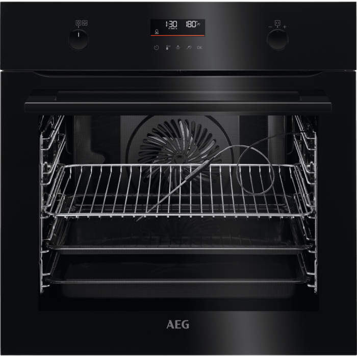 AEG 6000 BPK556260B SteamBake Pyrolytic Built-In Electric Single Oven Black
