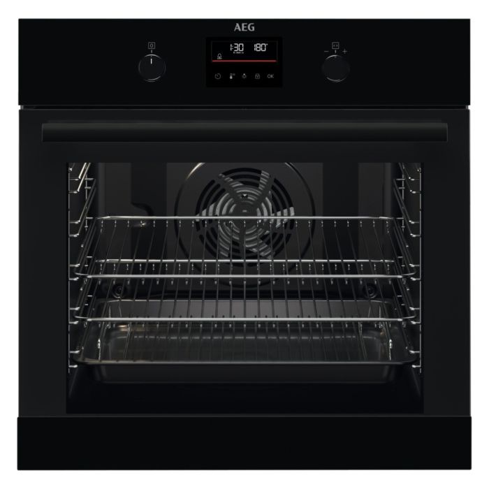 AEG 6000 Series BEB335061B Surround Cook Electric Single Built in Oven with Retractable Dials in Black