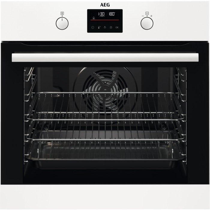AEG 6000 Series BEB335061W Surround Cook Electric Single Built in Oven with Retractable Dials in White