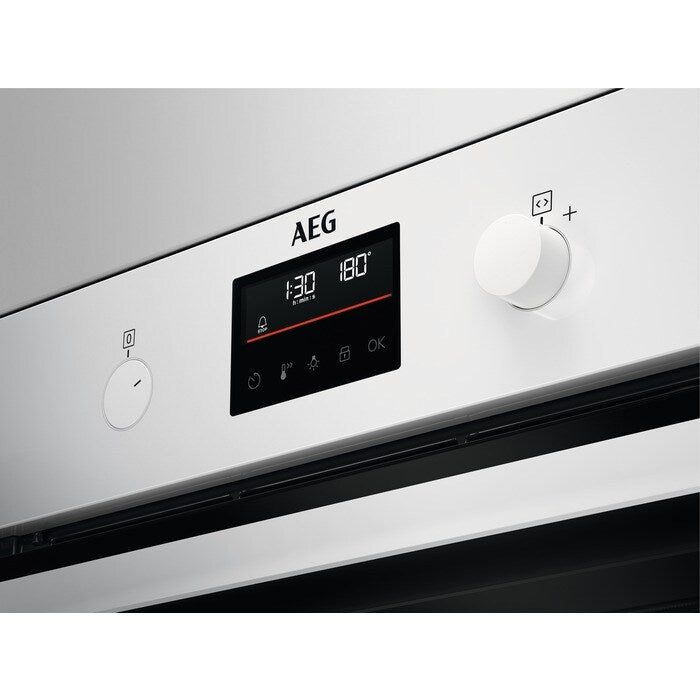 AEG 6000 Series BEB335061W Surround Cook Electric Single Built in Oven with Retractable Dials in White