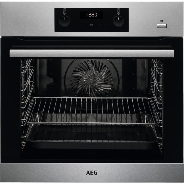 AEG 6000 Series BES355010M Steam Bake Electric Single Built in Oven with Retractable Dials in Stainless Steel