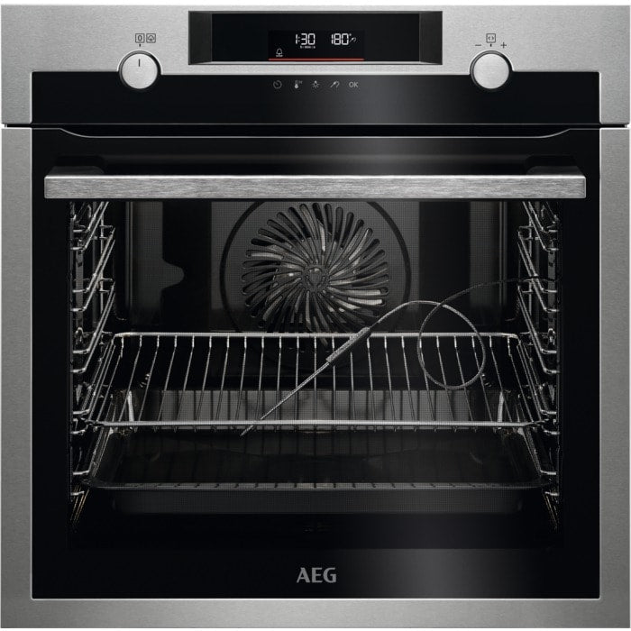 AEG 6000 Series BPE556060M Steam Bake Electric Single Built in Oven with Retractable Dials in Steinless Steel