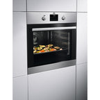 AEG 6000 Series BPS355061M Steam Bake Electric Single Built in Oven with Retractable Dials in Stainless Steel