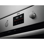 AEG 6000 Series BPS355061M Steam Bake Electric Single Built in Oven with Retractable Dials in Stainless Steel