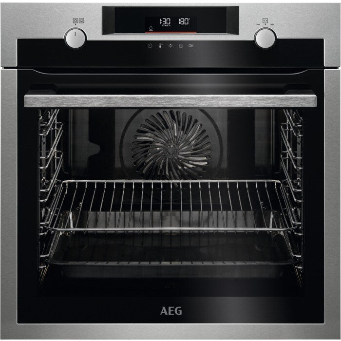 AEG 6000 Series BPS555060M Steam Bake Electric Single Built in Oven with Retractable Dials in Stainless Steel