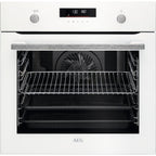 AEG 6000 Series BPS555060W Steam Bake Electric Single Built In Oven with Retractable Dials in White