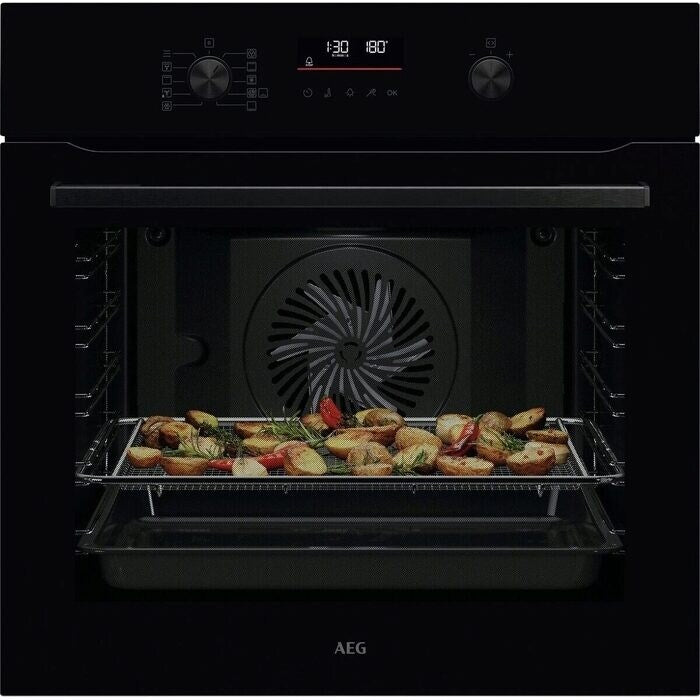 AEG 6000 Series OS6PB50AK Sense Cook Electric Built In Single Oven with Retractable Dials Black
