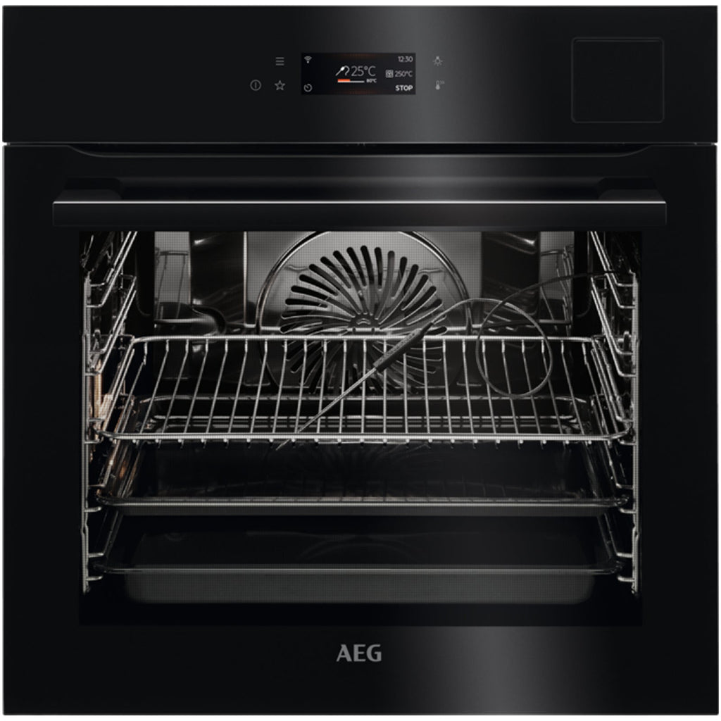 AEG 9000 Series BSK798280B Steam Pro Electric Single Built in Oven with Touch Controls Black