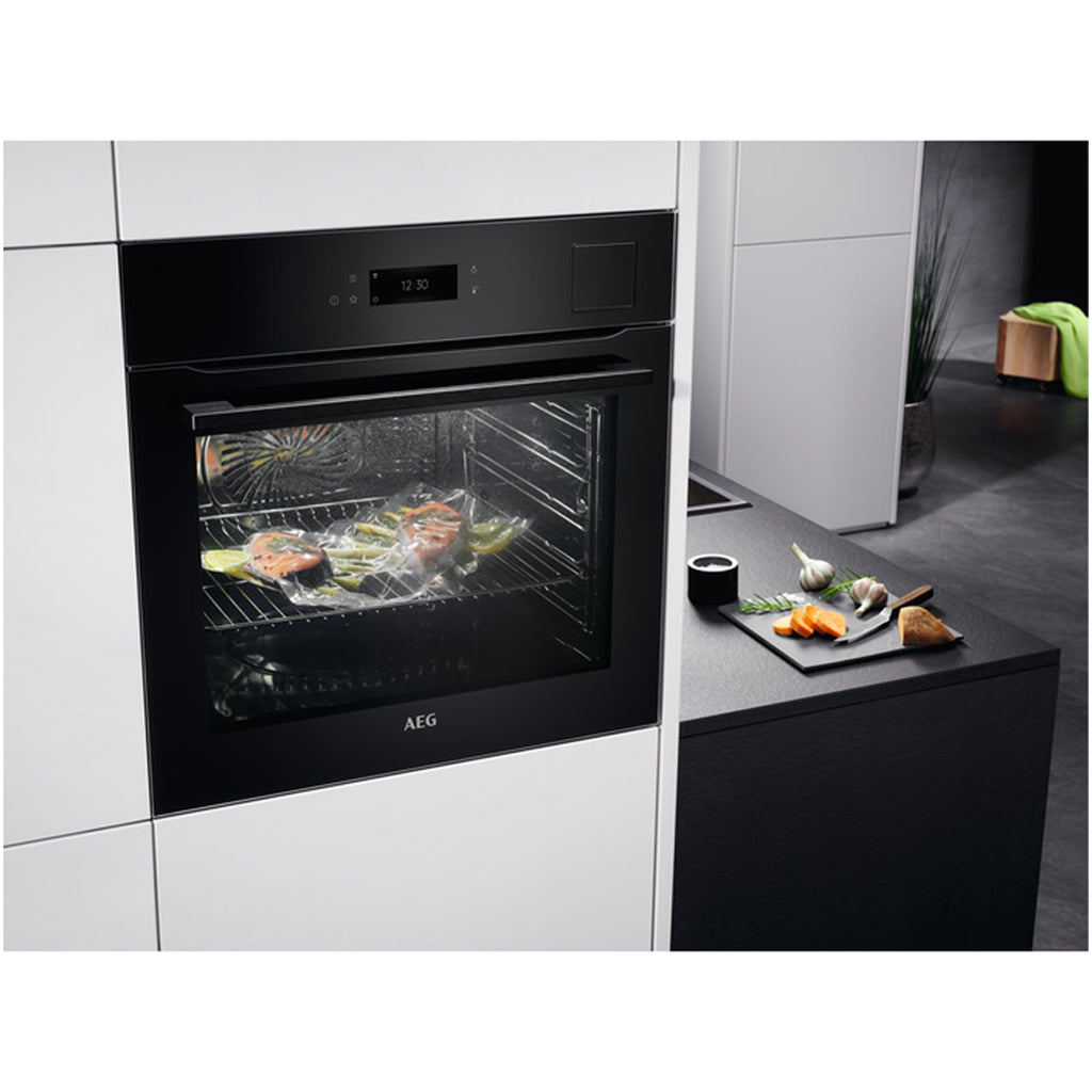 AEG 9000 Series BSK798280B Steam Pro Electric Single Built in Oven with Touch Controls Black