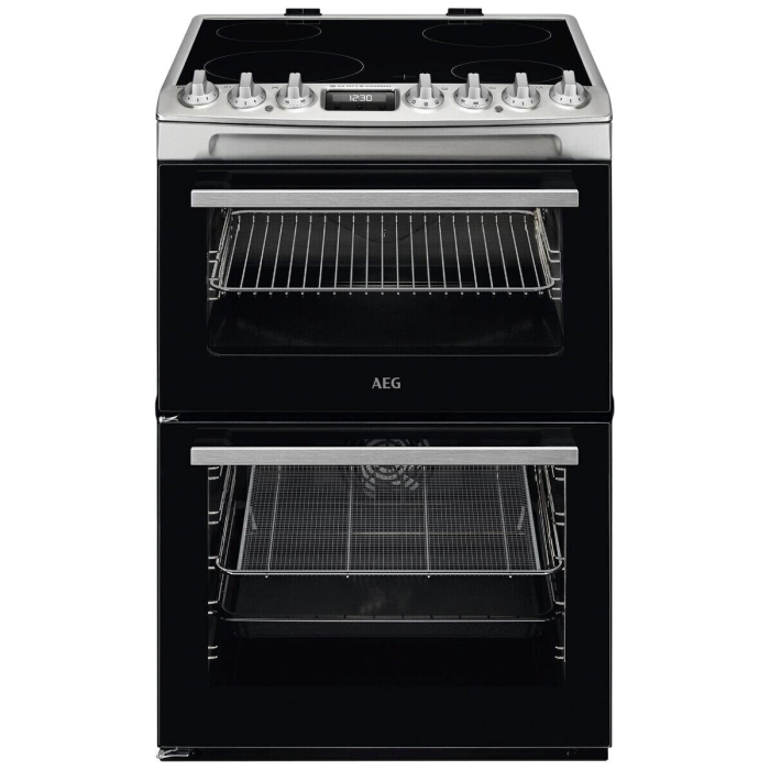 AEG CCX6740ACM 6000 Series Steam Bake 60cm Freestanding Electric Cooker with Ceramic Hob in Stainless Steel