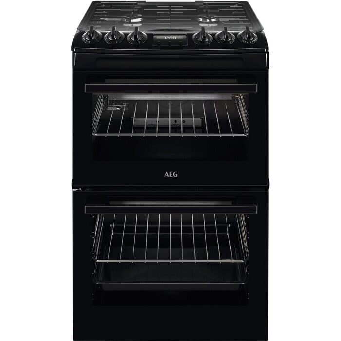 AEG CGX1130ACB 55cm Freestanding Gas Cooker with Double Oven in Black