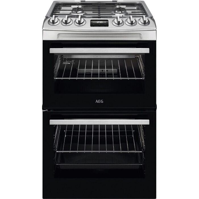 AEG CGX1130ACM 55cm Freestanding Gas Cooker with Double Oven in Stainless Steel