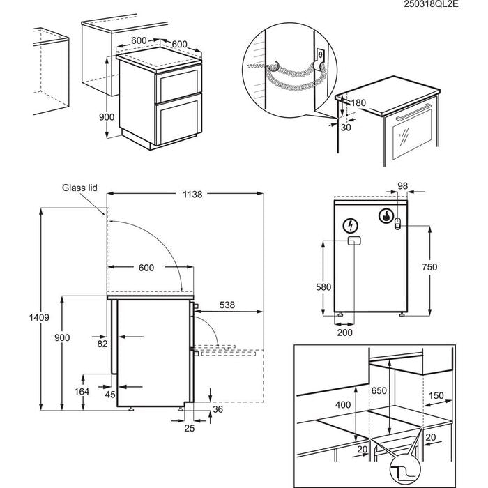 AEG CGX6130ACW 60cm Freestanding Gas Cooker with Double Oven in White