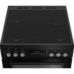 Beko EDC6731K 60cm Double Oven Electric Cooker with Vitroceramic Hob Black