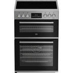 Beko EDC6731S 60cm Double Oven Electric Cooker with Vitroceramic Hob Silver