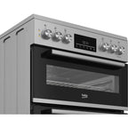 Beko EDC6731S 60cm Double Oven Electric Cooker with Vitroceramic Hob Silver