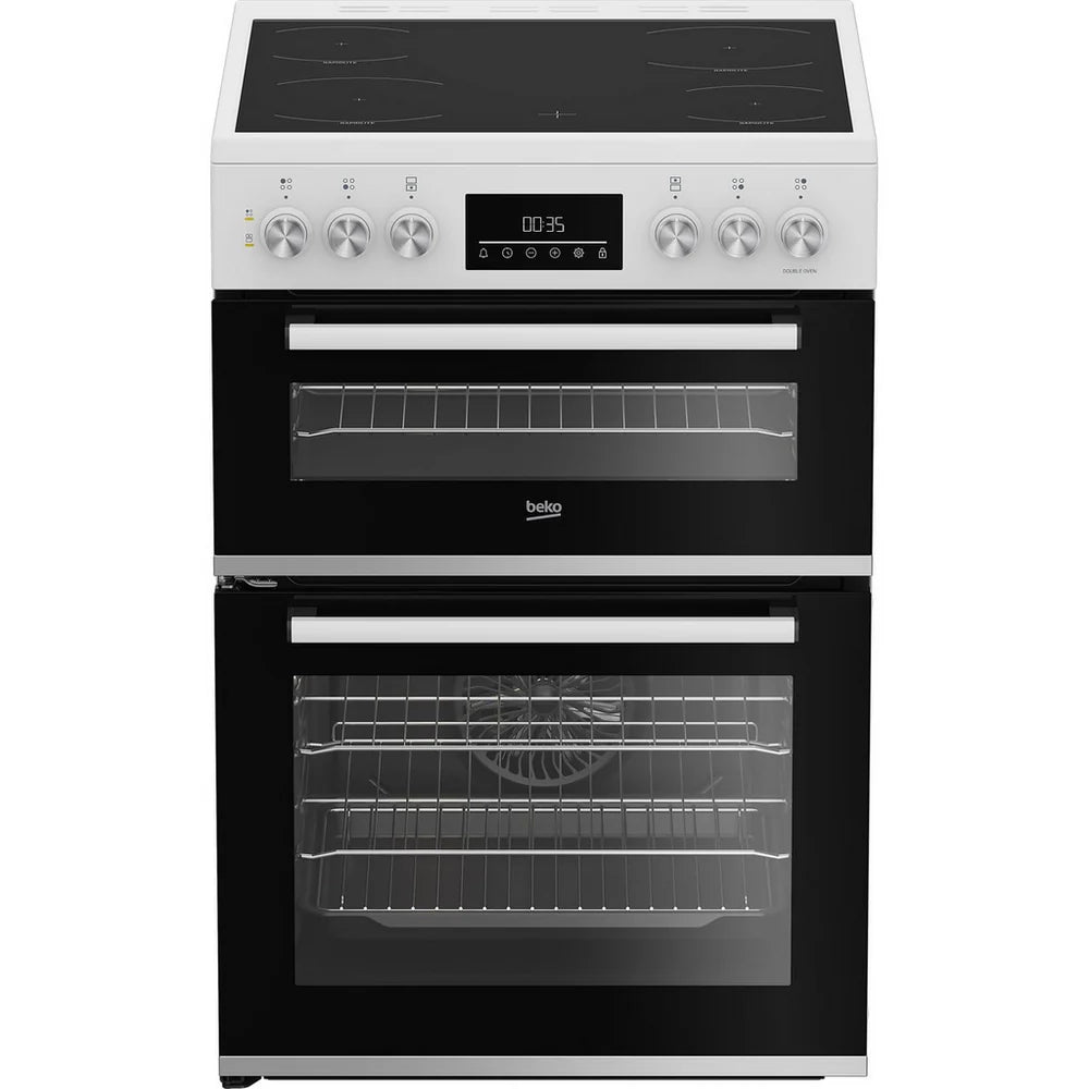 Beko EDC6731W 60cm Double Oven Electric Cooker with Vitroceramic Hob White