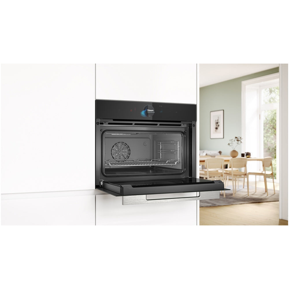 Bosch CSG7584B1 Series 8 47L Built-in compact oven with Steam Function Black - A+ Rated