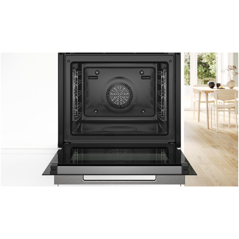 Bosch HBG7784B1 60cm Series 8 Pyrolytic Electric Built in Single Oven With Air Fry Function In Black