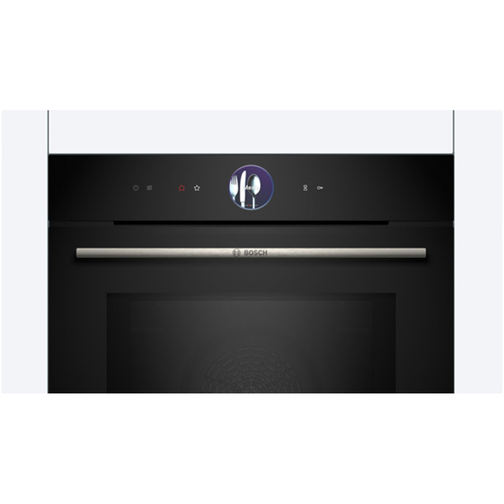 Bosch HMG7764B1B Series 8 Pyrolytic Electric Built in Single Oven with Microwave and Air Fry Function in Black