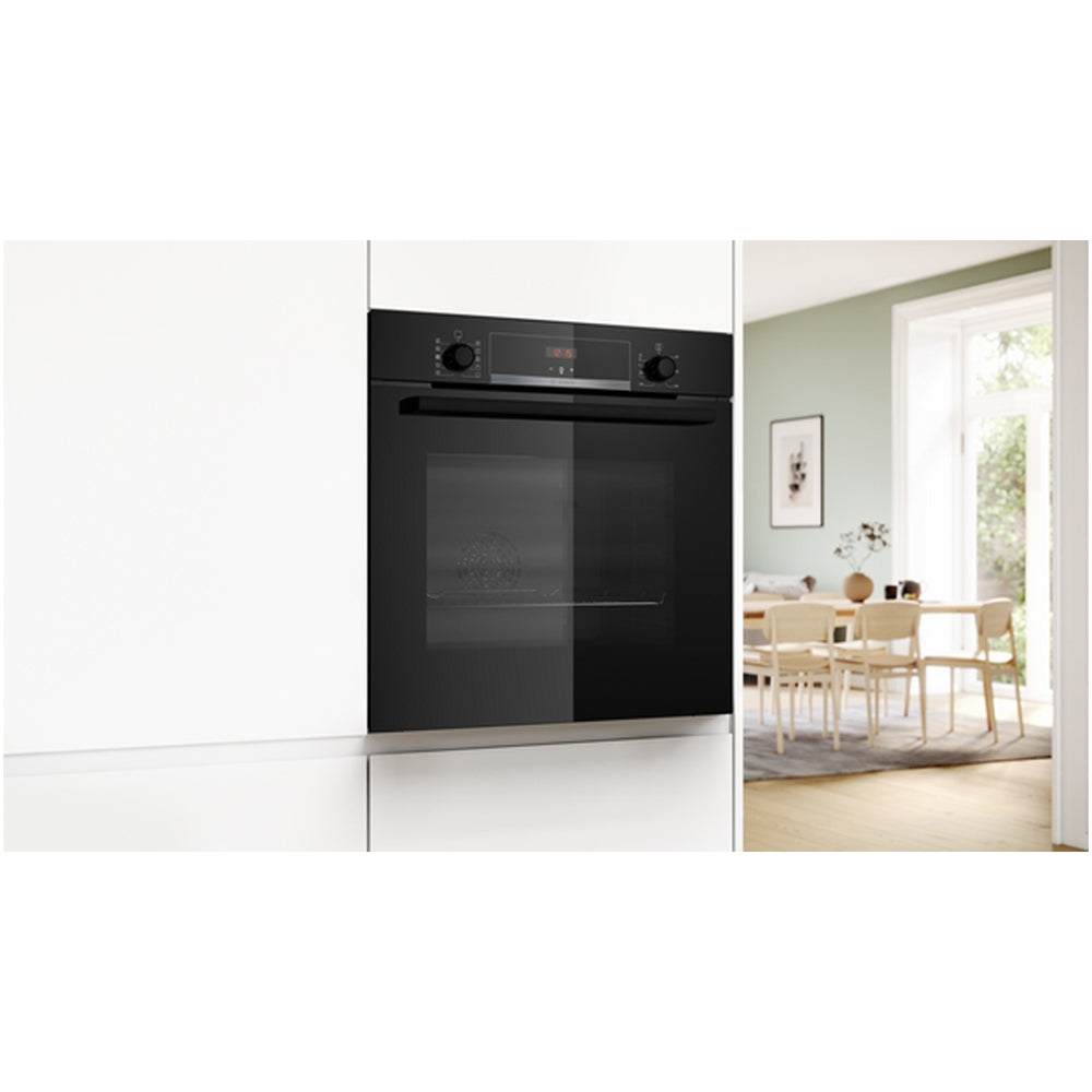 Bosch HQA534BB3B 60cm Series 8 Electric Built in Single Oven with Added Steam Function in Black