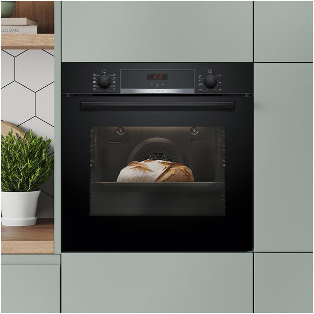 Bosch HQA534BB3B 60cm Series 8 Electric Built in Single Oven with Added Steam Function in Black