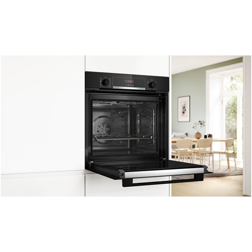 Bosch HQA574BB3B Series 4 71L Built-In Electric Single Pyrolytic Oven Black - A+ Rated