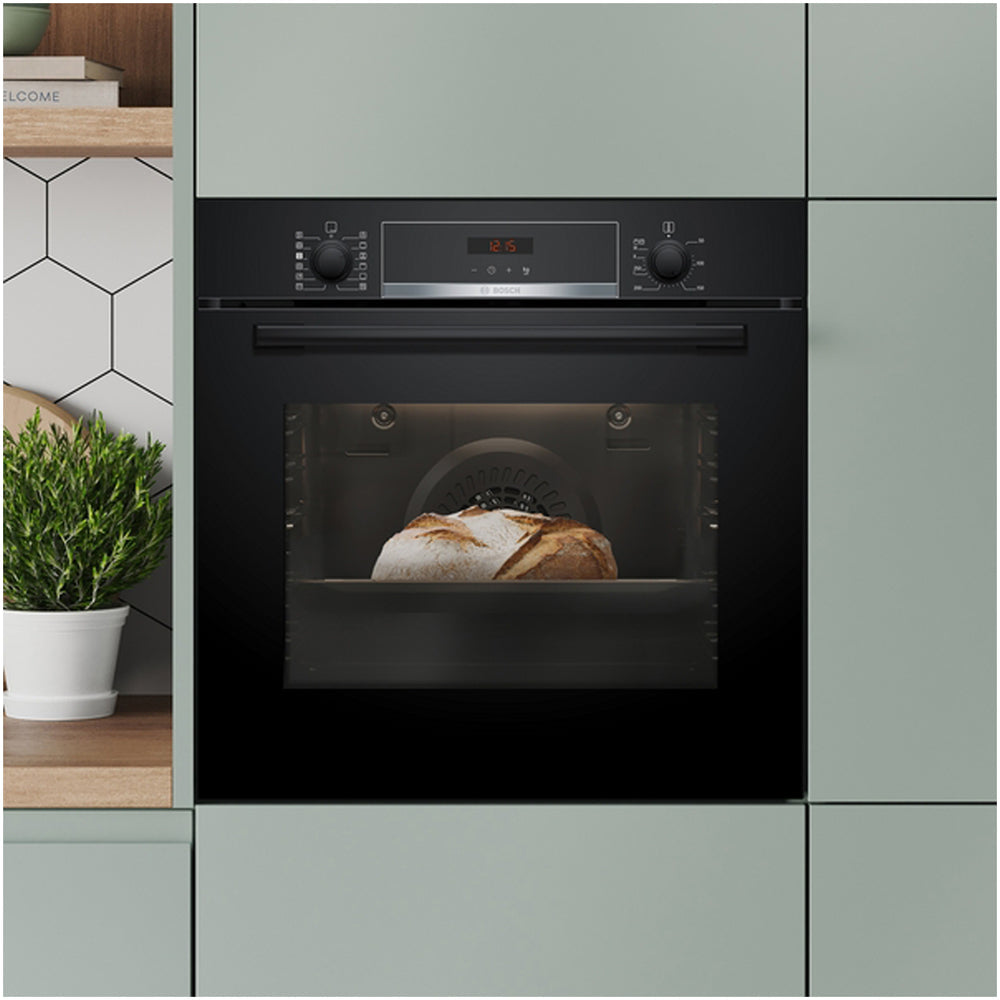 Bosch HQA574BB3B Series 4 71L Built-In Electric Single Pyrolytic Oven Black - A+ Rated