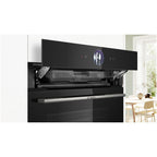 Bosch HRG7764B1B Series 8 Pyrolytic Built in Single Electric Oven with Added Steam Funtion and Air Fry in Black