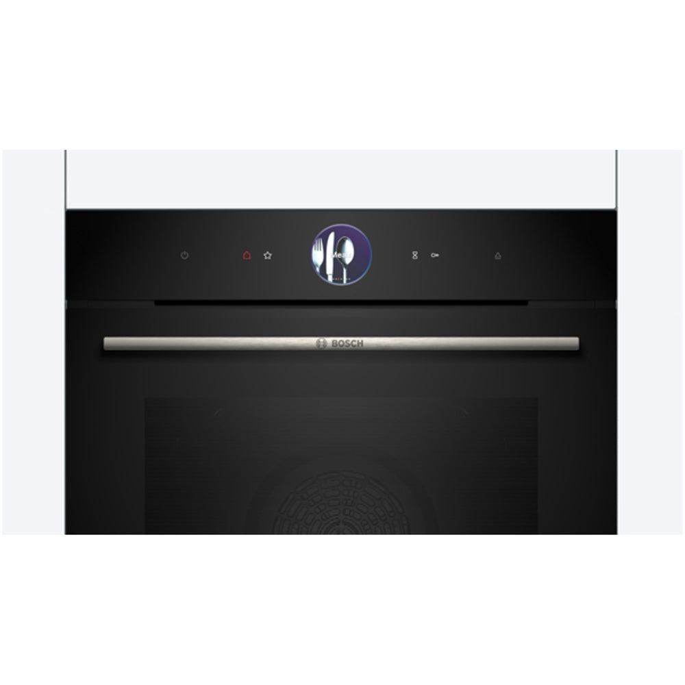 Bosch HRG7764B1B Series 8 Pyrolytic Built in Single Electric Oven with Added Steam Funtion and Air Fry in Black