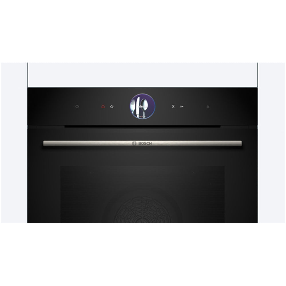 Bosch HSG7364B1B 60 cm Series 8 Hydrolytic Electric Single Oven With Steam and Air Fry Function in Black