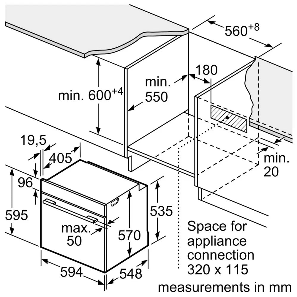 Neff B2DCG7AK3B N30 Built In 60cm Electric Single Oven with Pyrolytic Cleaning Black