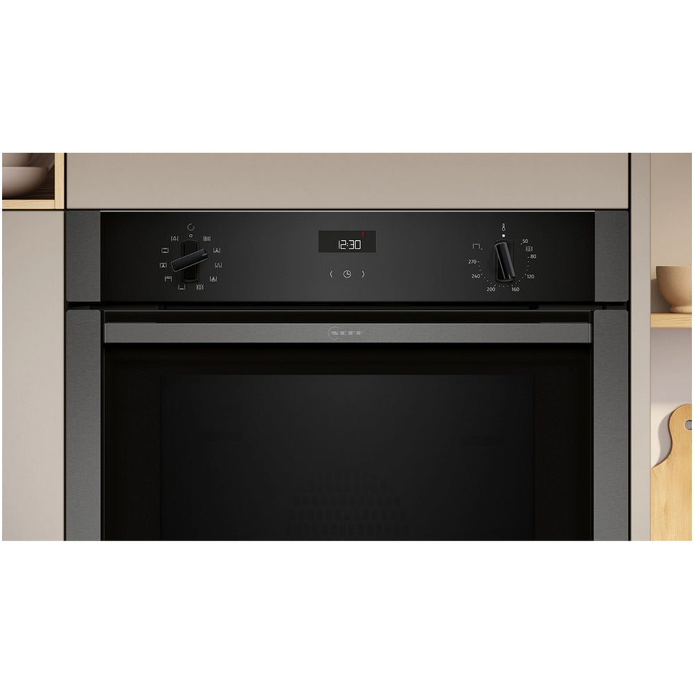 Neff B3ACE4AG3B N50 Slide and Hide 60cm Built In Electric Single Oven Graphite Grey A+ Rated