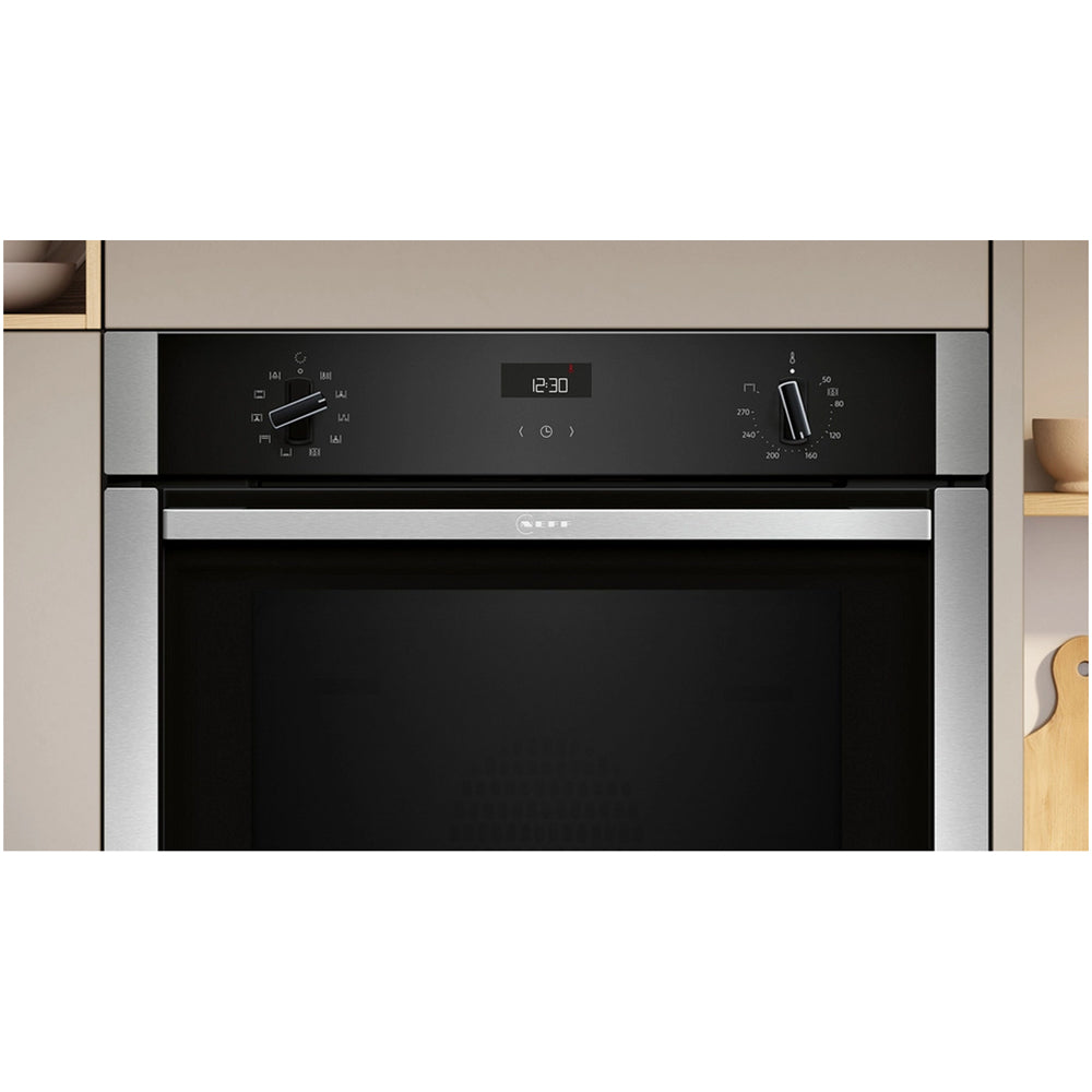 Neff B3ACE4AN3B N50 Slide & Hide 60cm Built In Electric Single Oven Stainless Steel A+ Rated