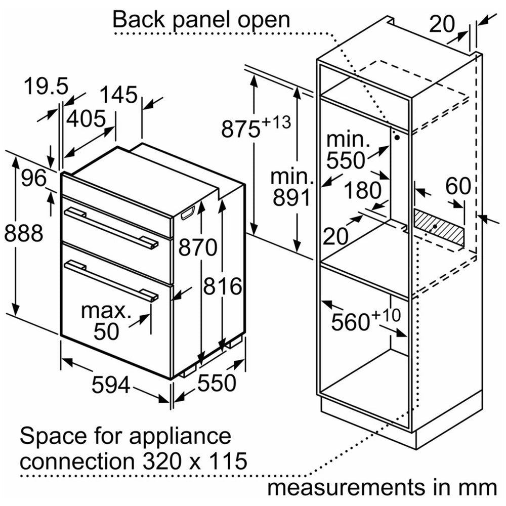 Neff U1ACE2AN3B N50 60cm Built In Electric Double Oven Stainless Steel