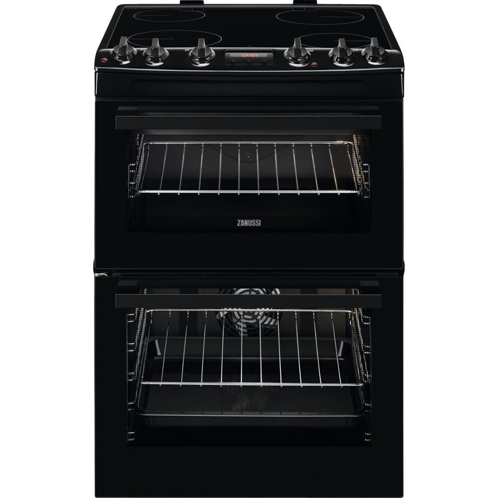 Zanussi ZCV66250BA Ceramic Electric Cooker with Double Oven Black