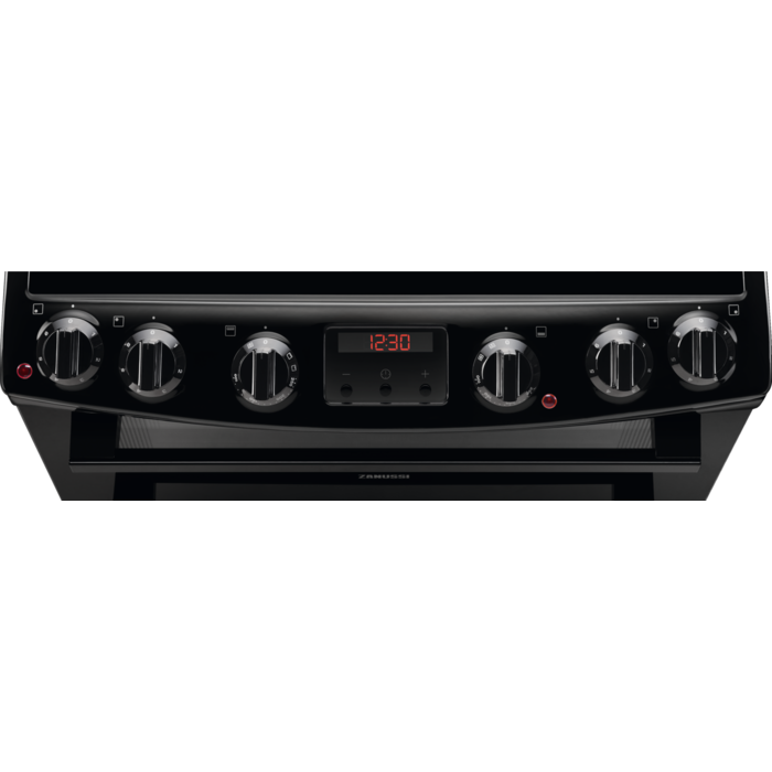 Zanussi ZCV66250BA Ceramic Electric Cooker with Double Oven Black