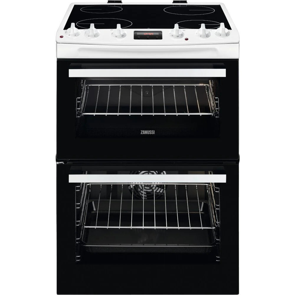 Zanussi ZCV66250WA Ceramic Electric Cooker with Double Oven White